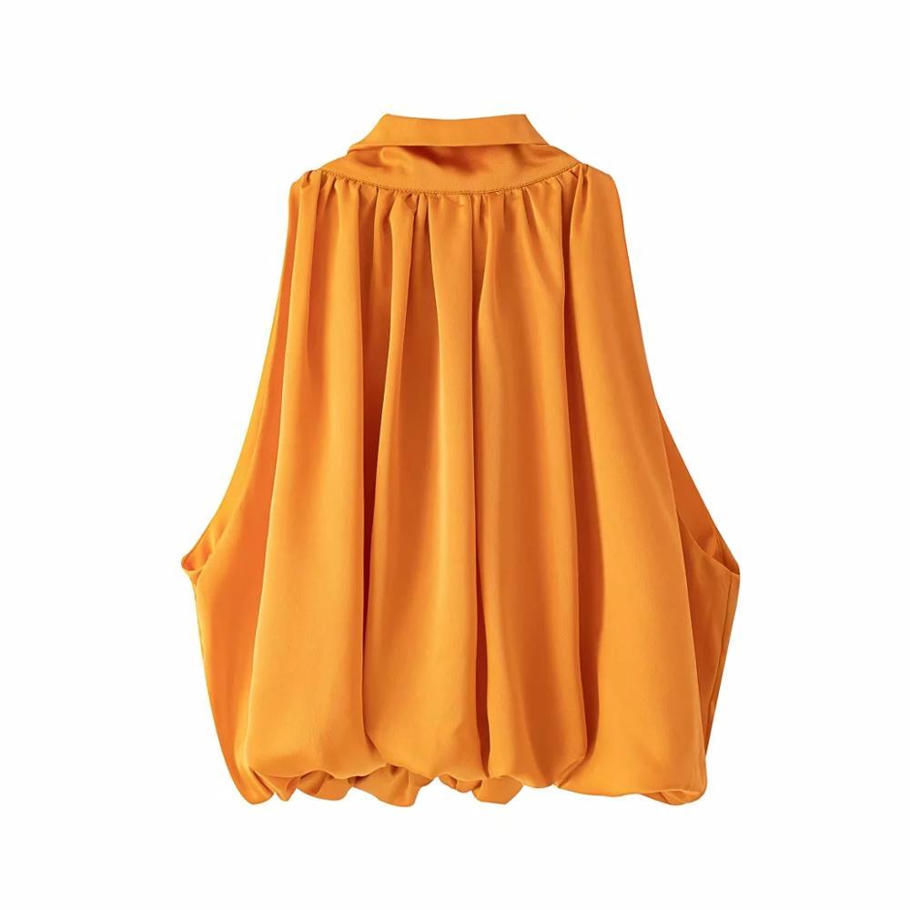 Sexy Blouses Orange Crop Ladies Shirt