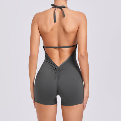 Yogabroek Halter Hals Jumpsuit Beauty Back Shorts Hoge Elastische Eendelige Fitness Voor Dameskleding