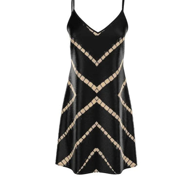 Silk Slip Dress In Striped Shibori