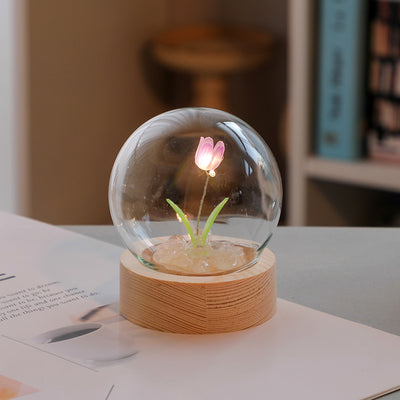 Kunstmatige Tulp Bloem Nachtlampje Ornamenten Handgemaakte DIY Bedlamp LED Nachtlampje Slaapkamer Decor Verjaardagscadeaus Tafellamp