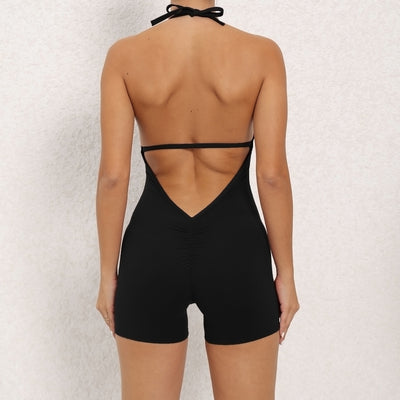 Yogabroek Halter Hals Jumpsuit Beauty Back Shorts Hoge Elastische Eendelige Fitness Voor Dameskleding