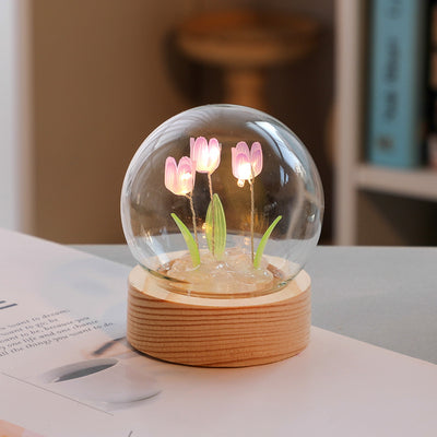 Kunstmatige Tulp Bloem Nachtlampje Ornamenten Handgemaakte DIY Bedlamp LED Nachtlampje Slaapkamer Decor Verjaardagscadeaus Tafellamp