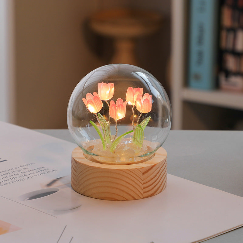 Kunstmatige Tulp Bloem Nachtlampje Ornamenten Handgemaakte DIY Bedlamp LED Nachtlampje Slaapkamer Decor Verjaardagscadeaus Tafellamp