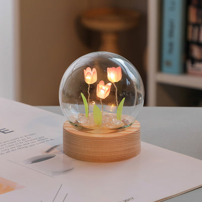 Kunstmatige Tulp Bloem Nachtlampje Ornamenten Handgemaakte DIY Bedlamp LED Nachtlampje Slaapkamer Decor Verjaardagscadeaus Tafellamp