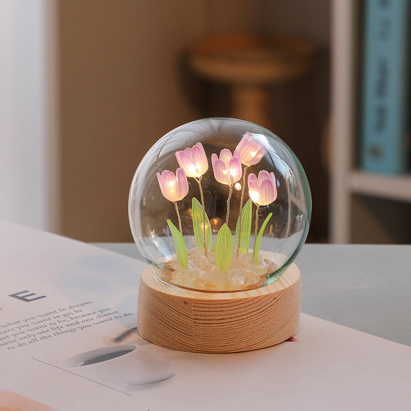 Kunstmatige Tulp Bloem Nachtlampje Ornamenten Handgemaakte DIY Bedlamp LED Nachtlampje Slaapkamer Decor Verjaardagscadeaus Tafellamp